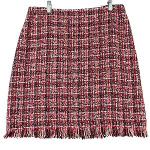Talbots Petites Wool Blend Boucle Tweed Fringe Career Office Pencil Skirt - 10P